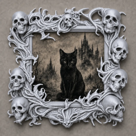 Dark Academia Gothic Photo Frame with Skullheads