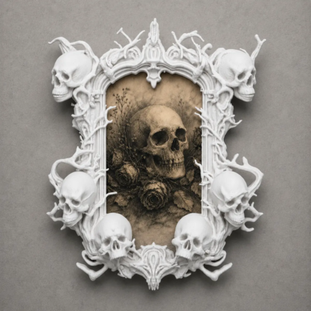 Gothic Photo Frame, Victorian Skull Wall Art