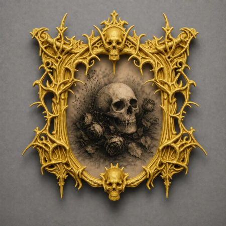 Gothic Photo Frame, Victorian Skull Wall Art