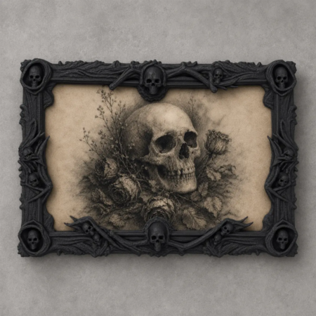 Victorian Skull Wall Art, Gothic Photo Frame